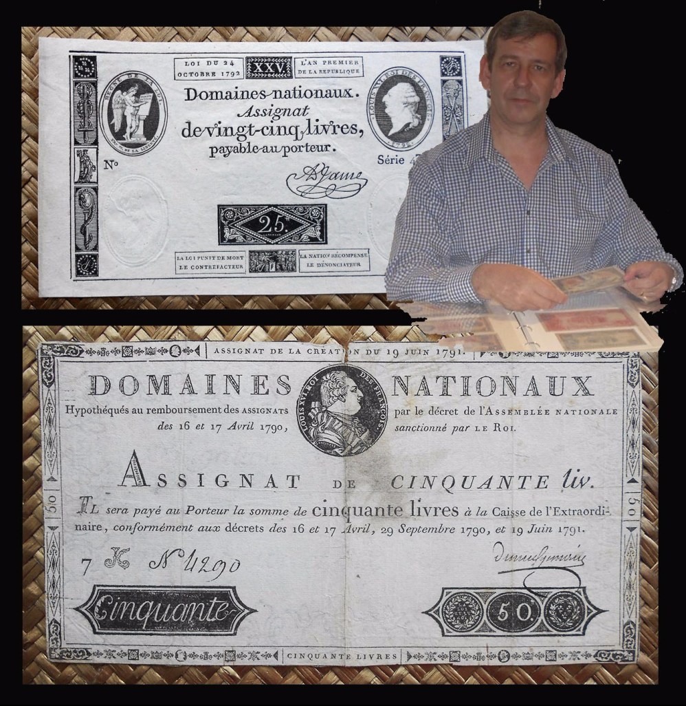 Francia Asignados -A Face Royal- 25 libras 1792 y 50 libras 1791