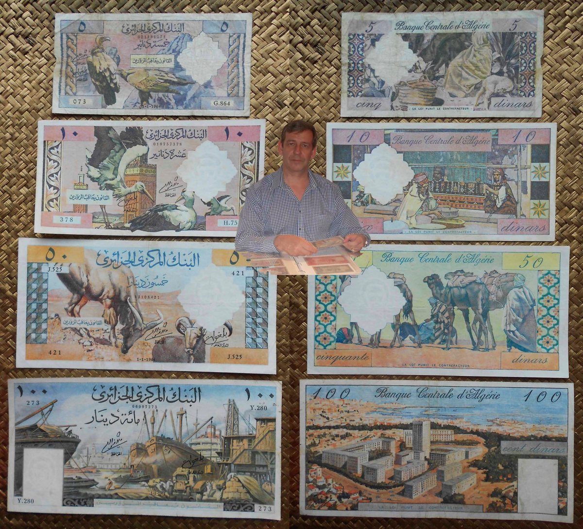 ARGELIA, Vistosa 1ª serie de DINARES de 1964, ya como país&nbsp;independiente