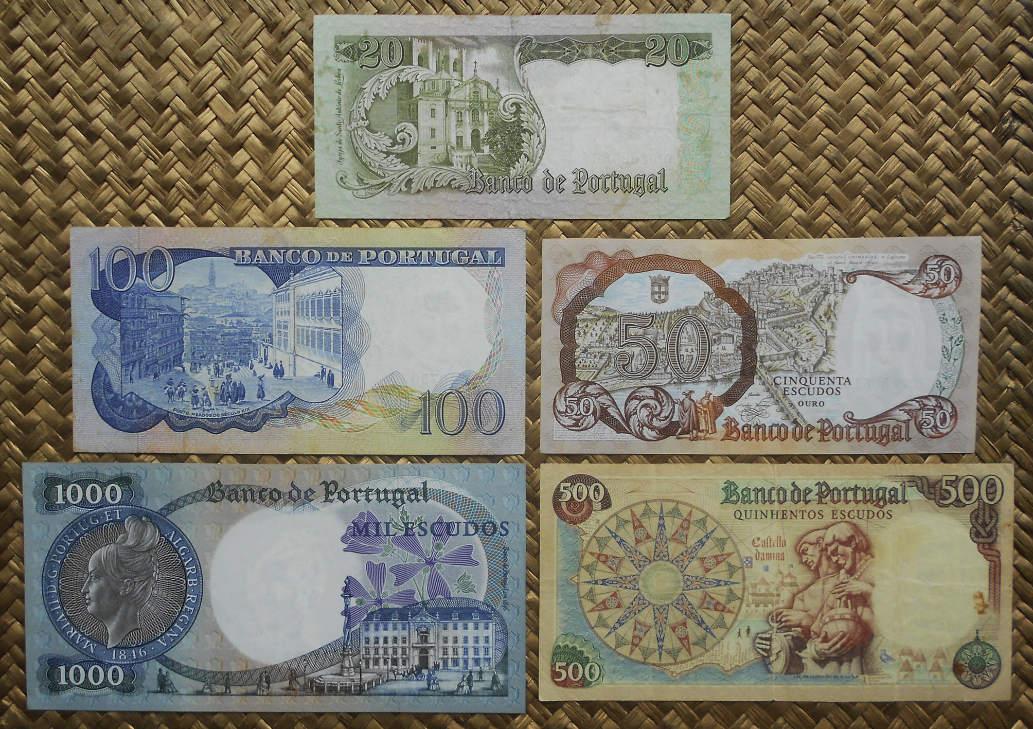 Portugal serie escudos 1964-1967 reversos