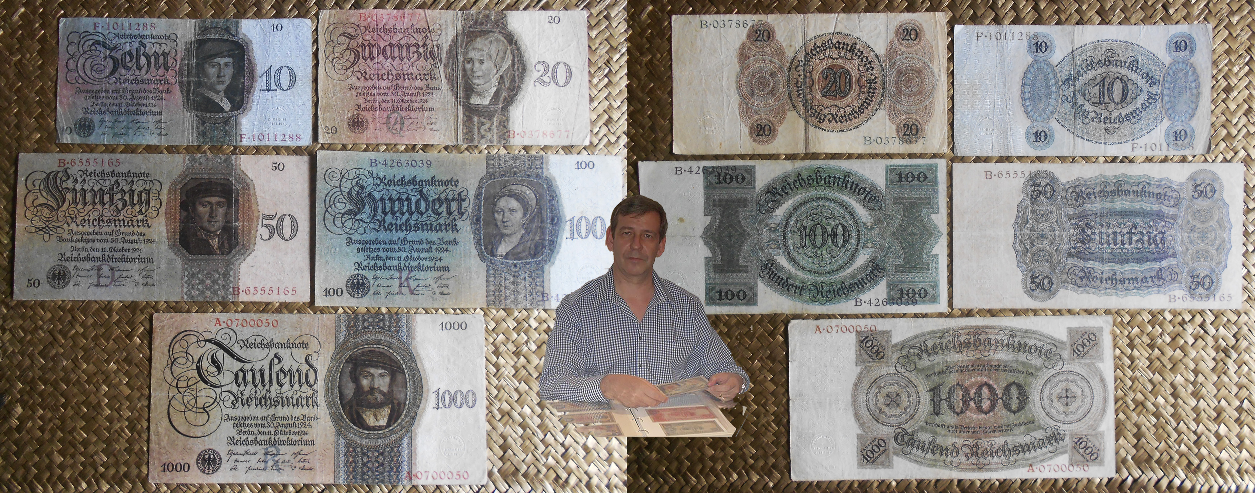 Alemania 1ª serie Reichsmark 1924 -Hans Holbein- anversos y reversos