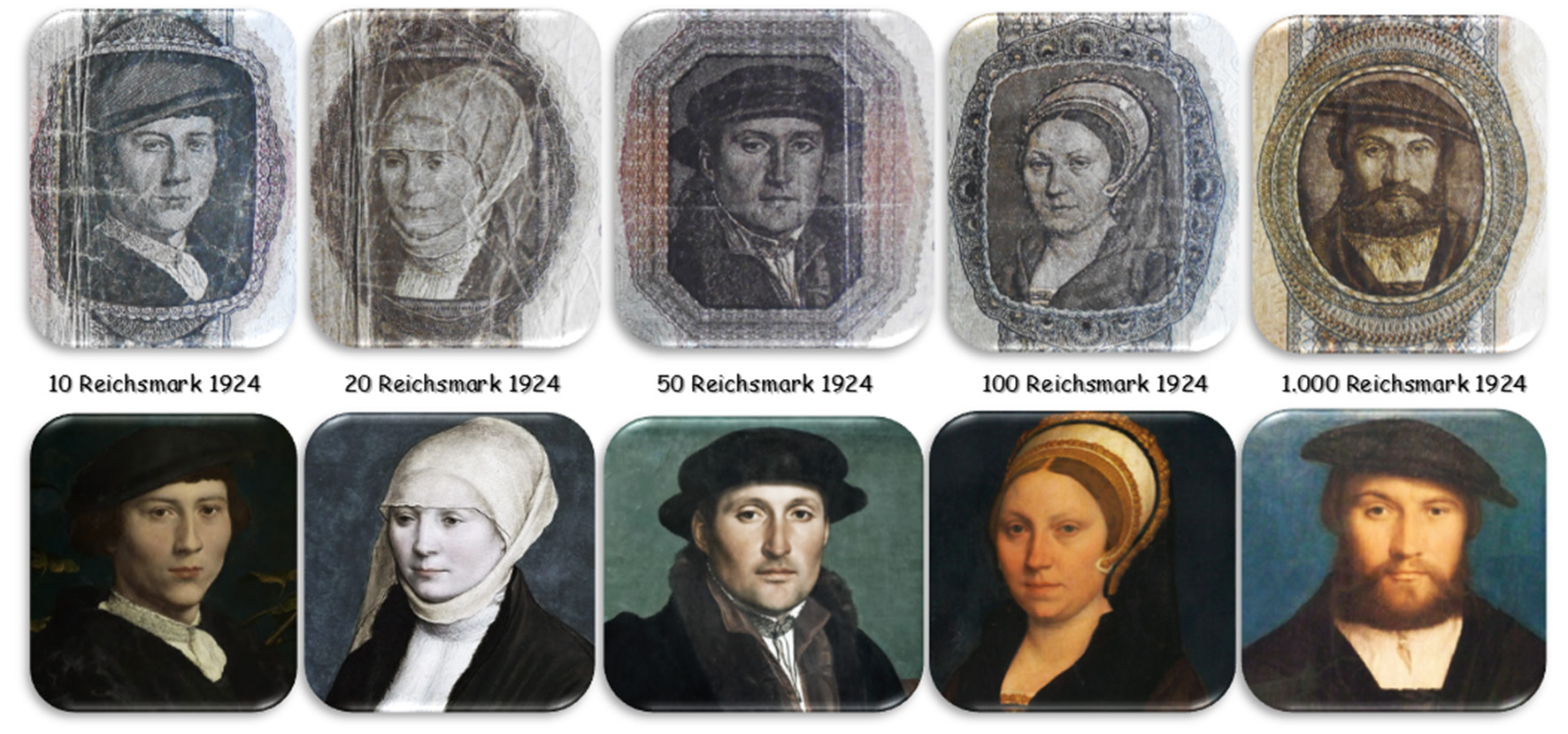 Alemania serie Reichsmark 1924 retratos H. Holbein