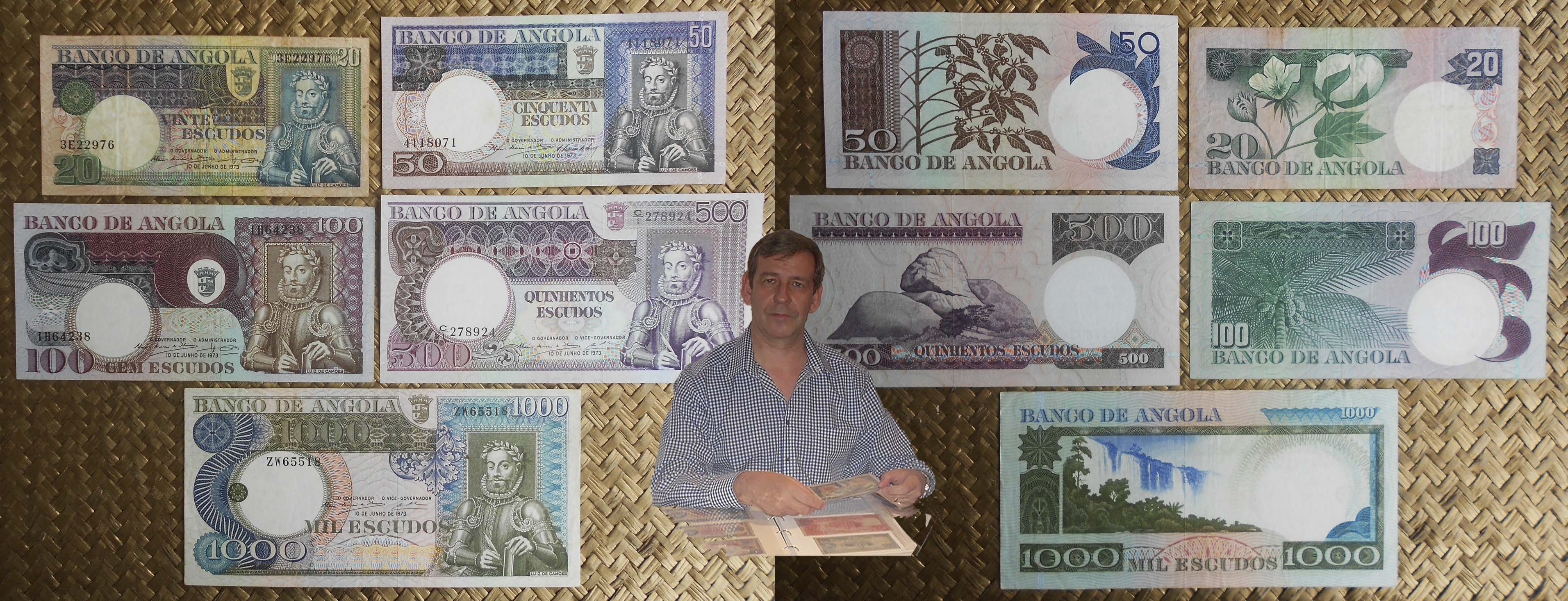 Angola serie escudos 1973 Luis de Camoes anversos y reversos