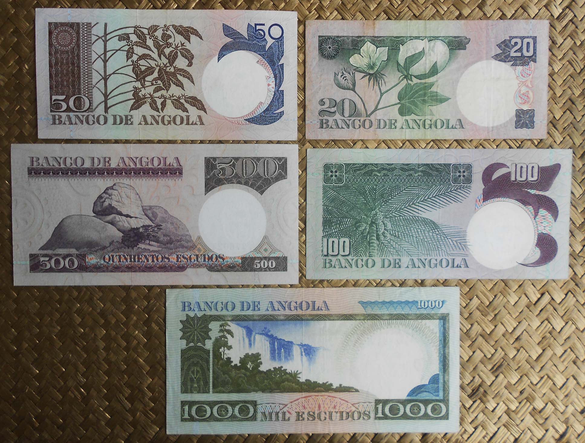 Angola serie escudos 1973 Luis de Camoes reversos