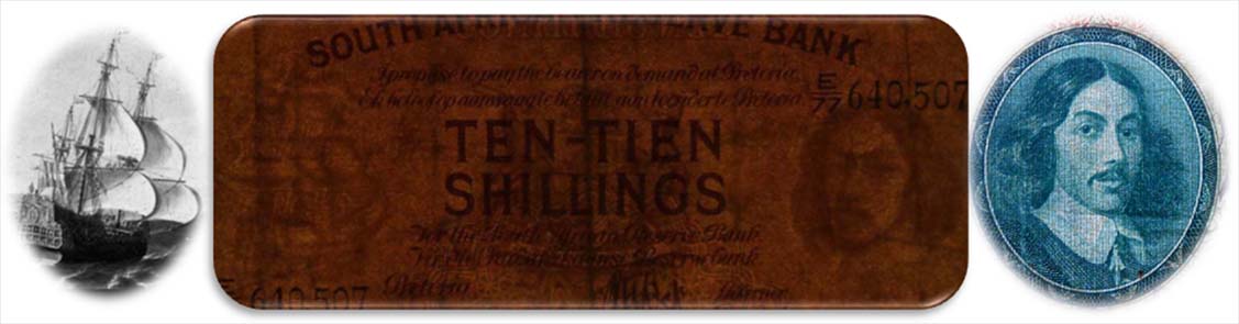 Sudafrica 10 shillings 1945 pk.82d marcas de agua Galeon-Van Riebeeck