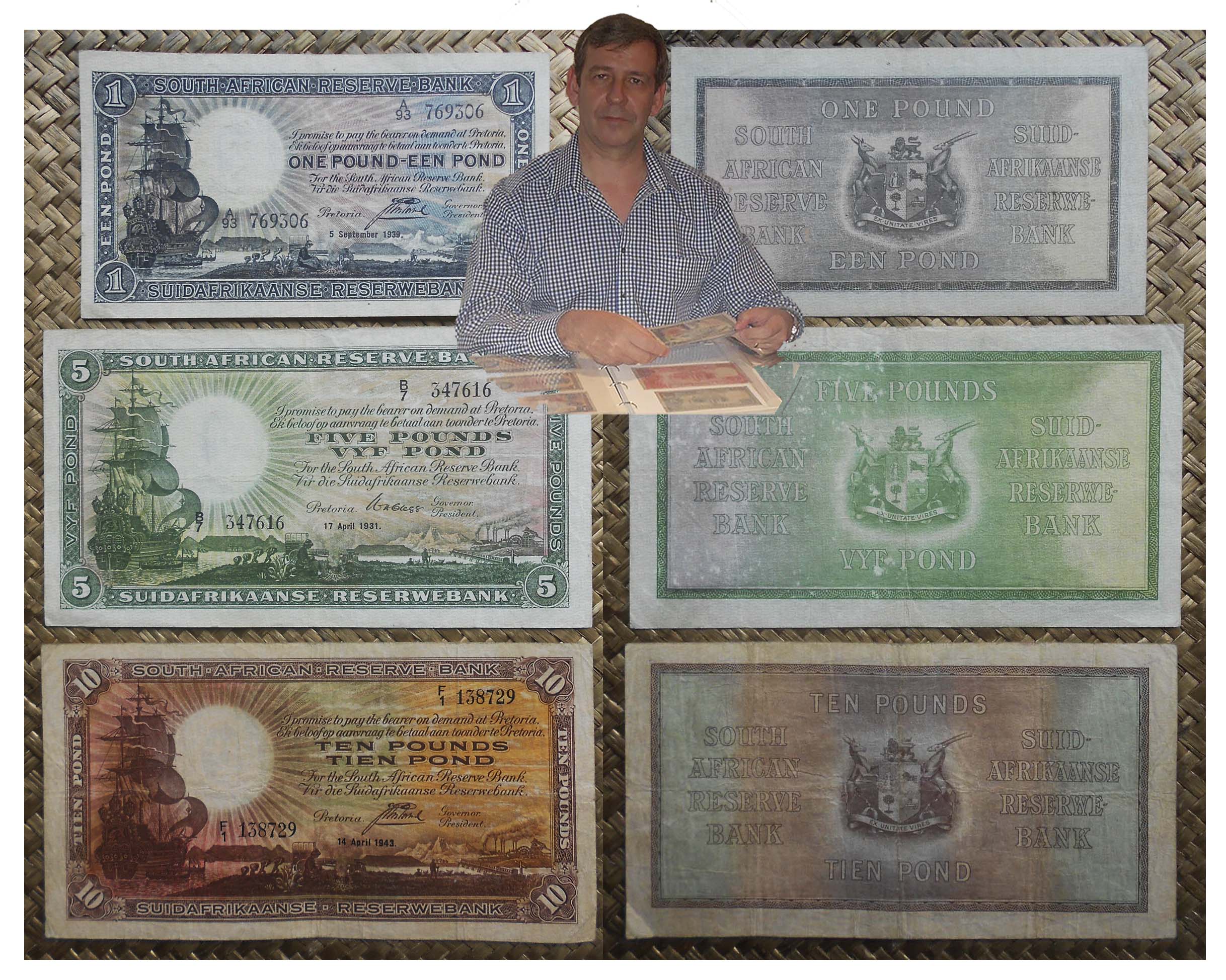 Sudafrica serie pounds 1928-1943 -Galeones anversos y reversos