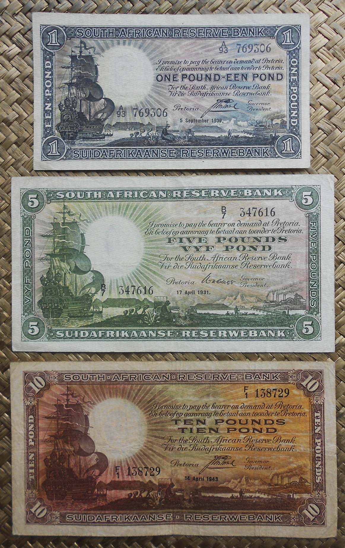 Sudafrica serie pounds 1928-1943 -Galeones anversos