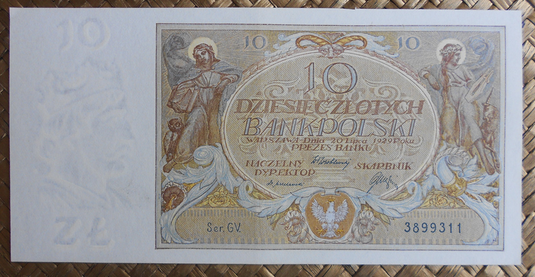 Polonia 10 zlotych 1929 (160x88mm) pk.69 anverso