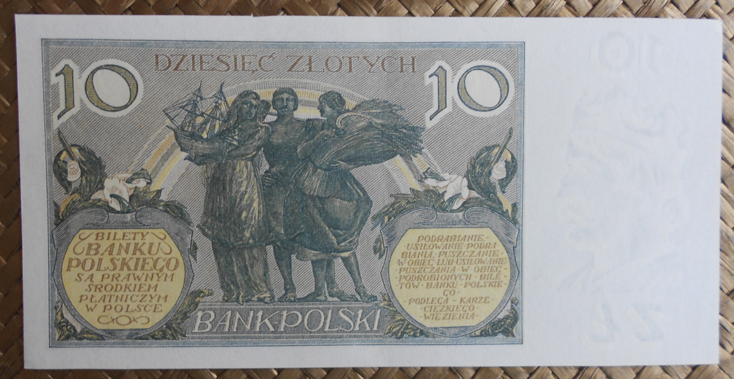 Polonia 10 zlotych 1929 pk.69 reverso