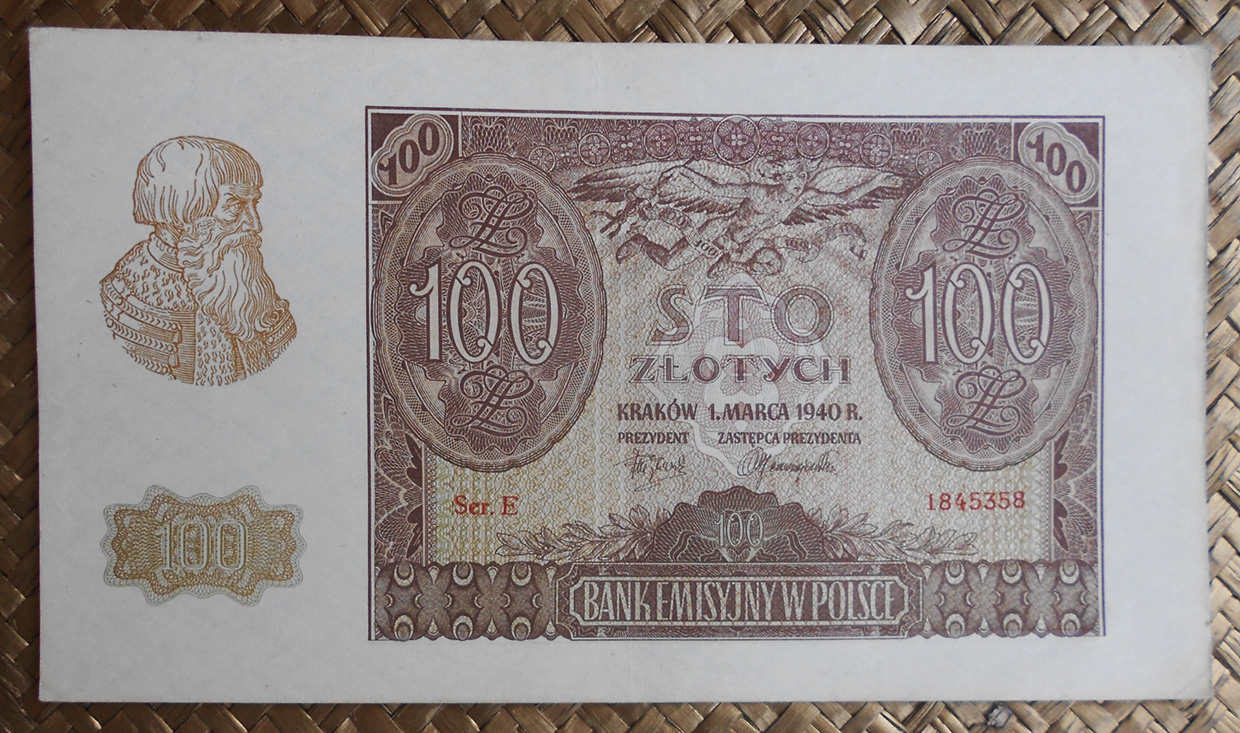 Polonia 100 zlotych 1940 (190x106mm) pk.97 anverso