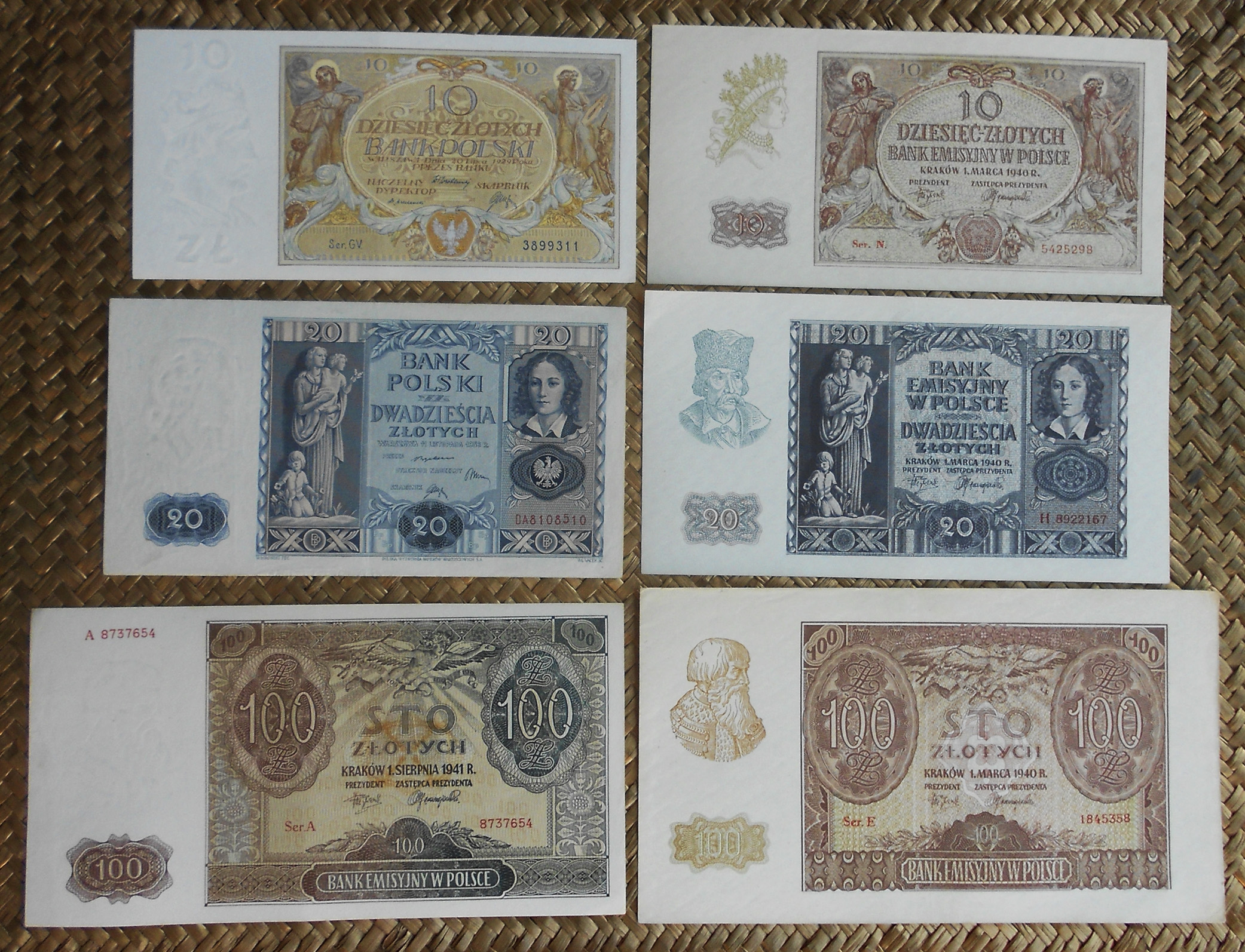 Polonia serie zlotych 1929-1941 anversos