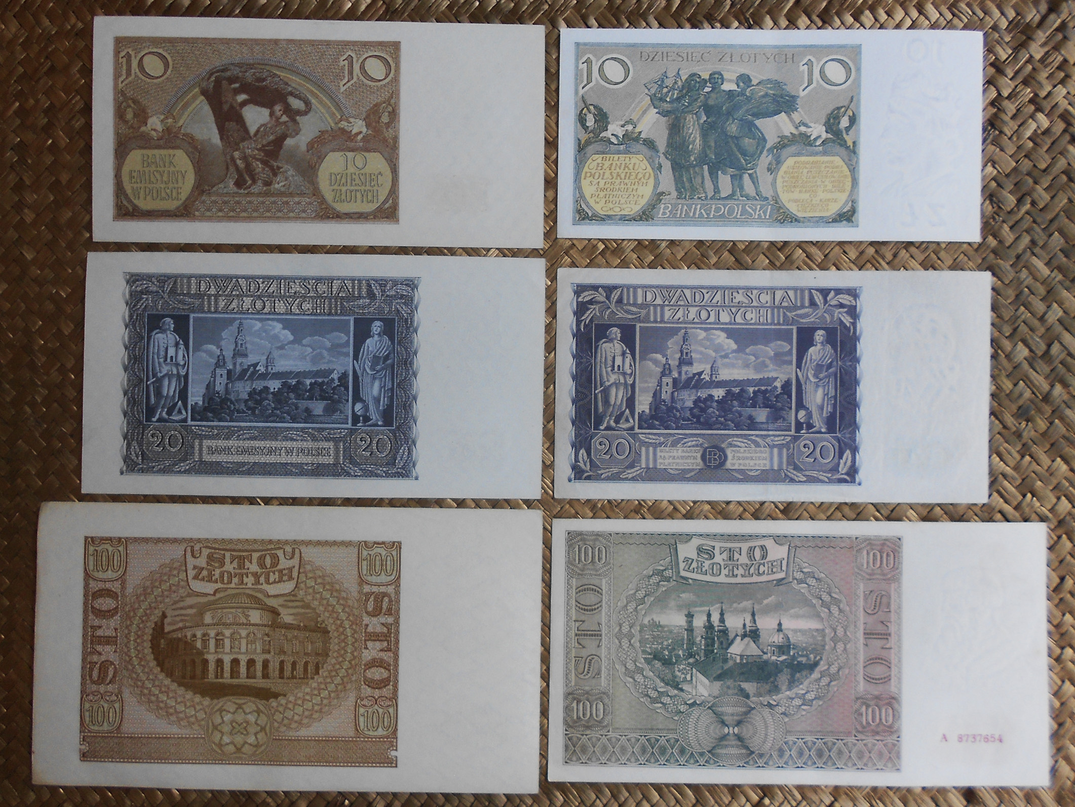 Polonia serie zlotych 1929-1941 reversos