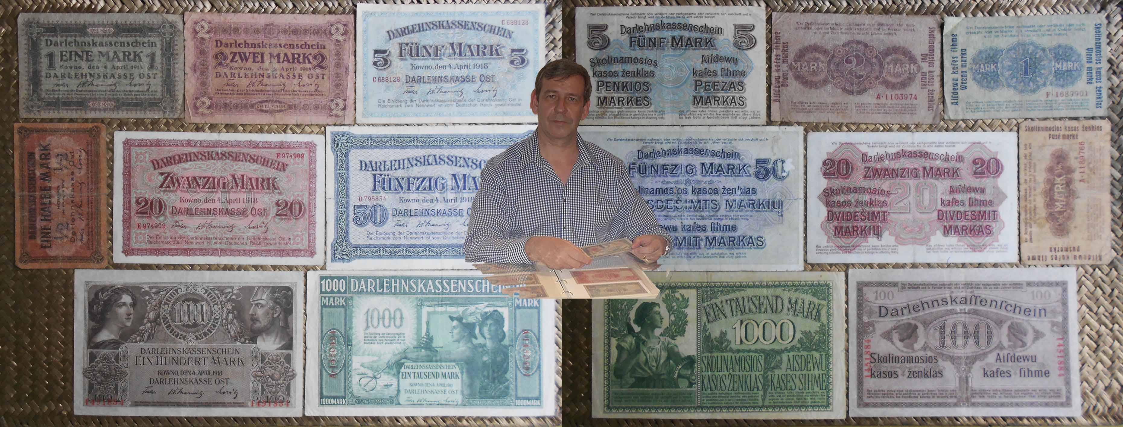 Alemania ocup. Kowno WWI serie ostMark Darlehnskasse 1918 anversos y reversos