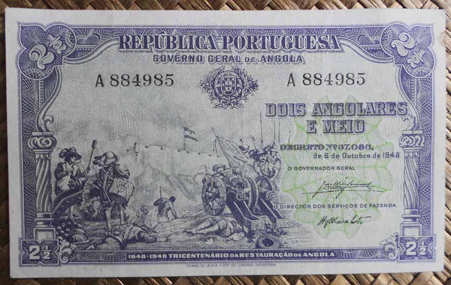Angola 2,5 angolares 1948 (130x80mm) Conm. pk.71 anverso