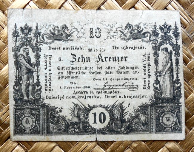 Austria 10 kreuzer 1860 uniface