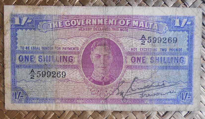 Malta 1 shilling 1943 (120x70mm) pk.16 uniface