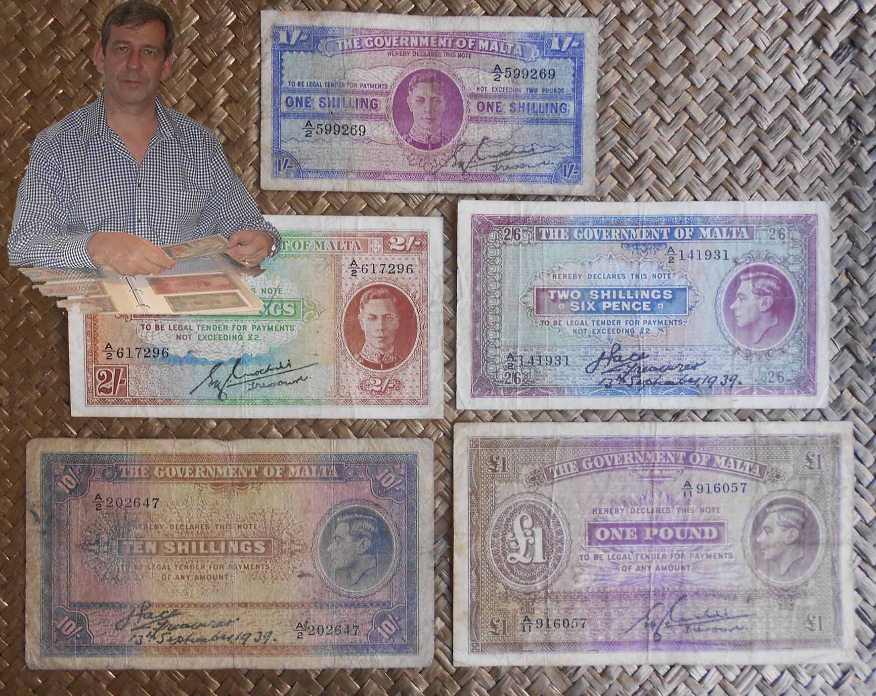 Malta serie shilligs & pounds pre WWII 1939-1943 Jorge VI anversos-