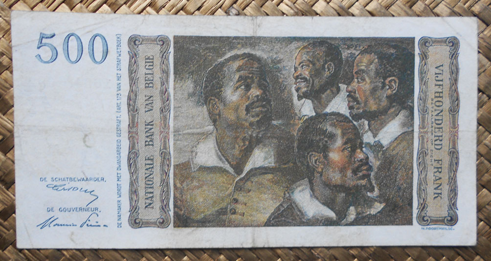 Belgica 500 francos 1952 pk.130 reverso
