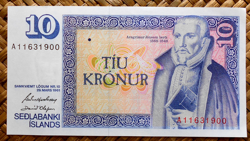 Islandia 10 coronas 1981 (128x70mm) pk.48a anverso