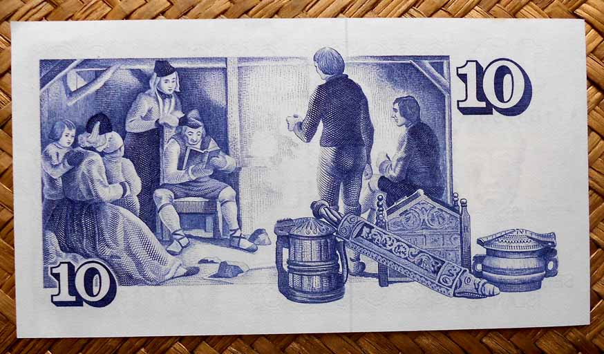 Islandia 10 coronas 1981 pk.48a reverso