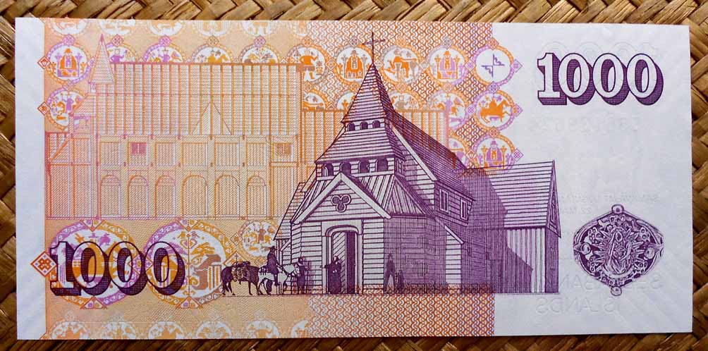 Islandia 1000 coronas 2005 pk.59 reverso