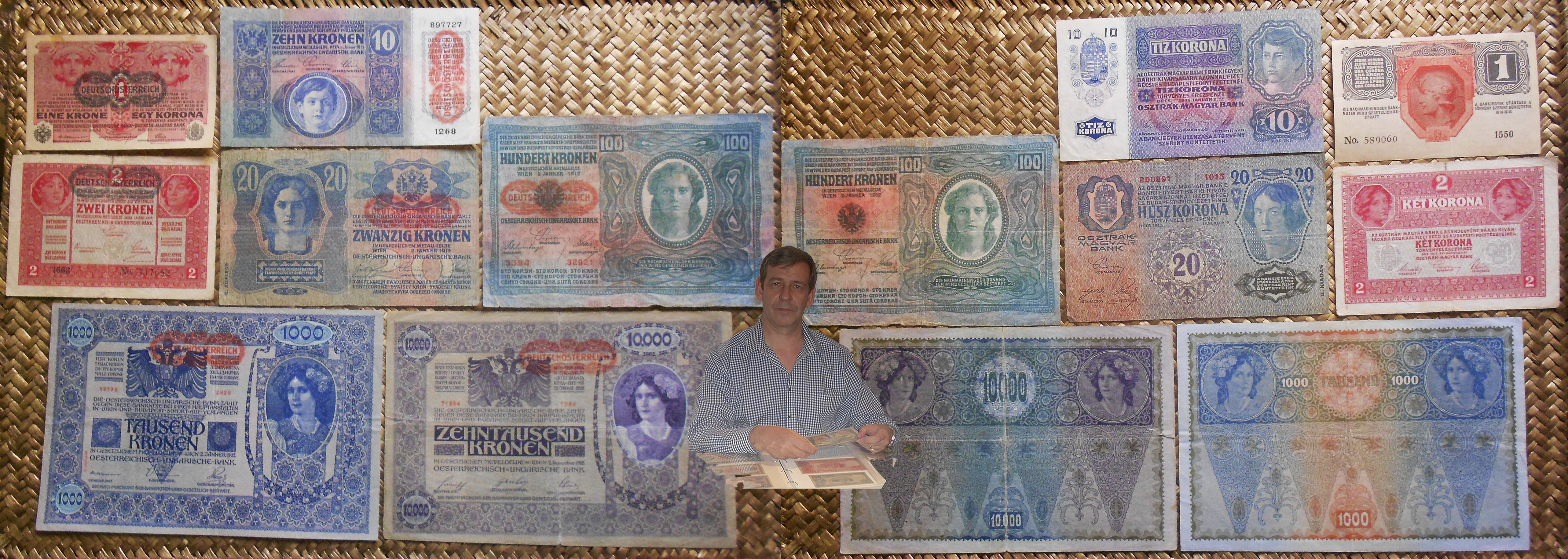 Austria serie coronas 1919 sello Deutschosterreich anversos y reversos