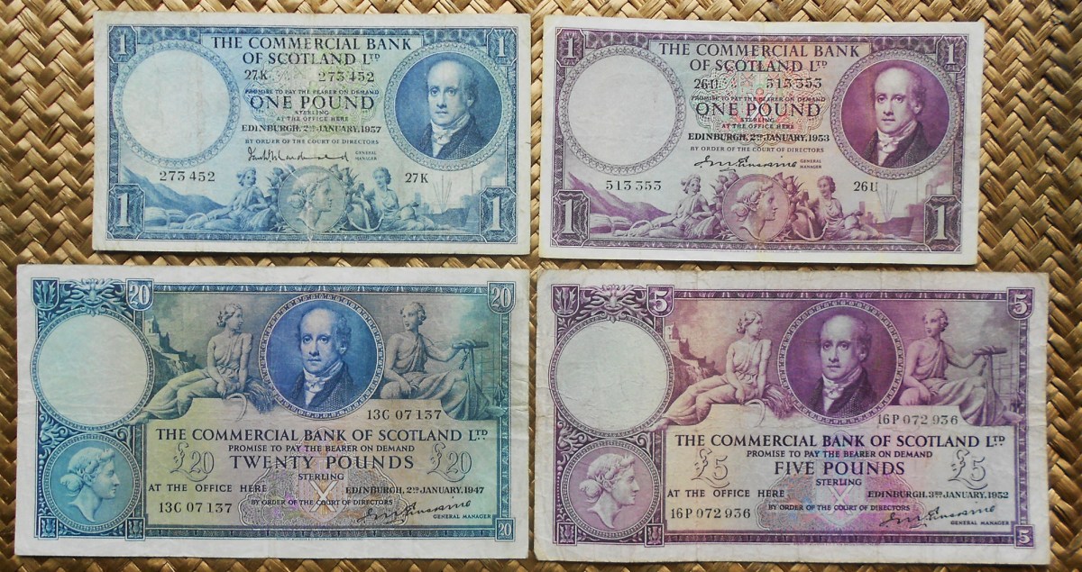 ESCOCIA, últimas LIBRAS del Commercial Bank of Scotland, años ’40-’50 del&nbsp;s.XX