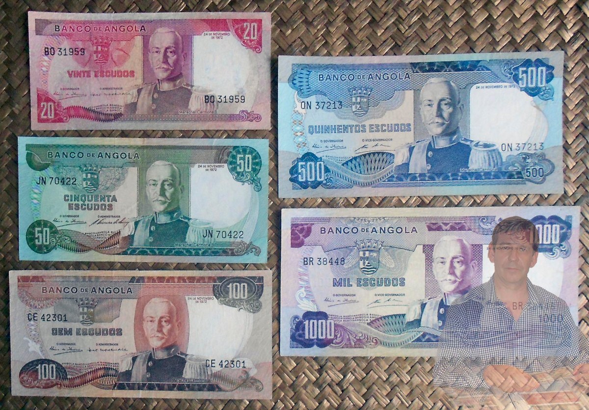 ANGOLA colonial, serie de ESCUDOS de 1972 con el Mariscal&nbsp;Carmona