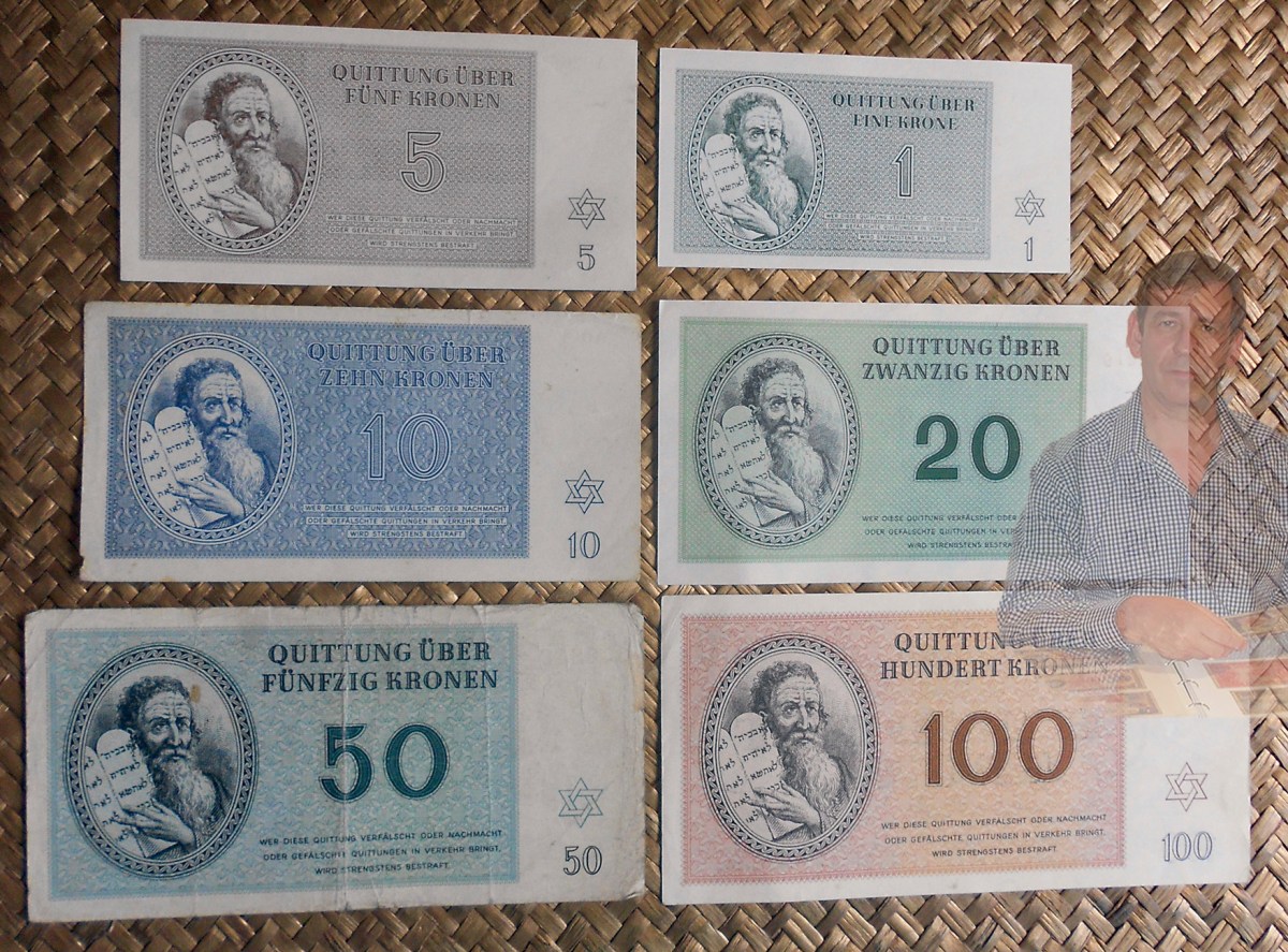 ALEMANIA, Protectorado de BOHEMIA y MORAVIA, CORONAS de 1943 del Campo de Concentración de Theresienstadt  