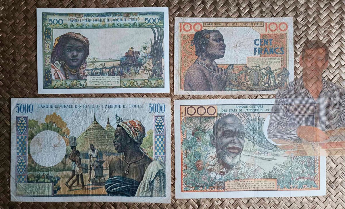 COSTA de MARFIL, 1ºs billetes en FRANCOS CFA tras la&nbsp;descolonización