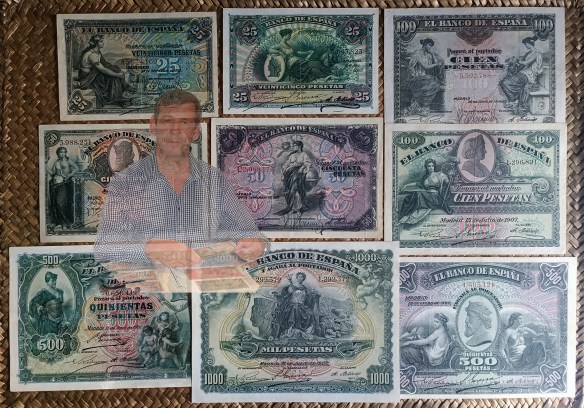 ESPAÑA, Alegorías en las PESETAS de la Bradbury-Wilkinson de inicios de&nbsp;s.XX