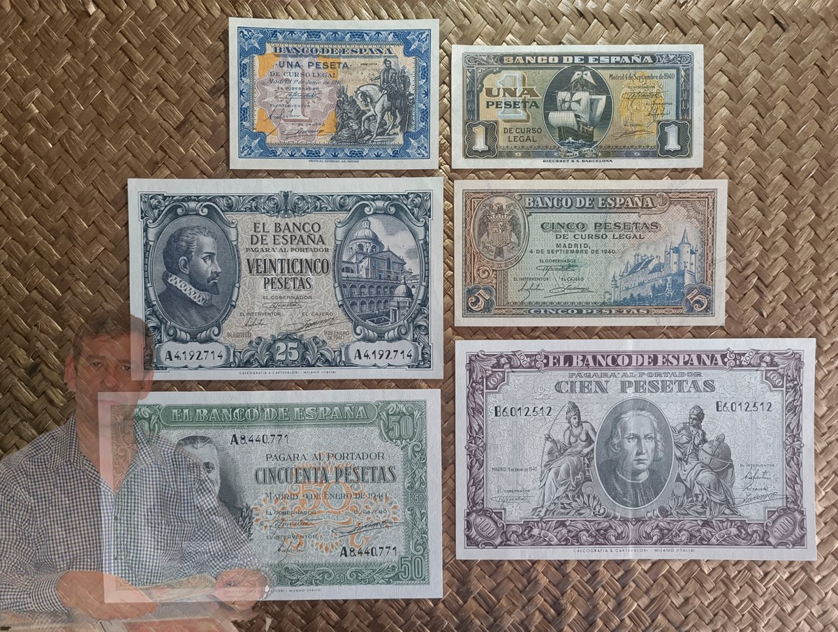 ESPAÑA, de 1 a 100; las PESETAS de 1940 en sus valores&nbsp;menores