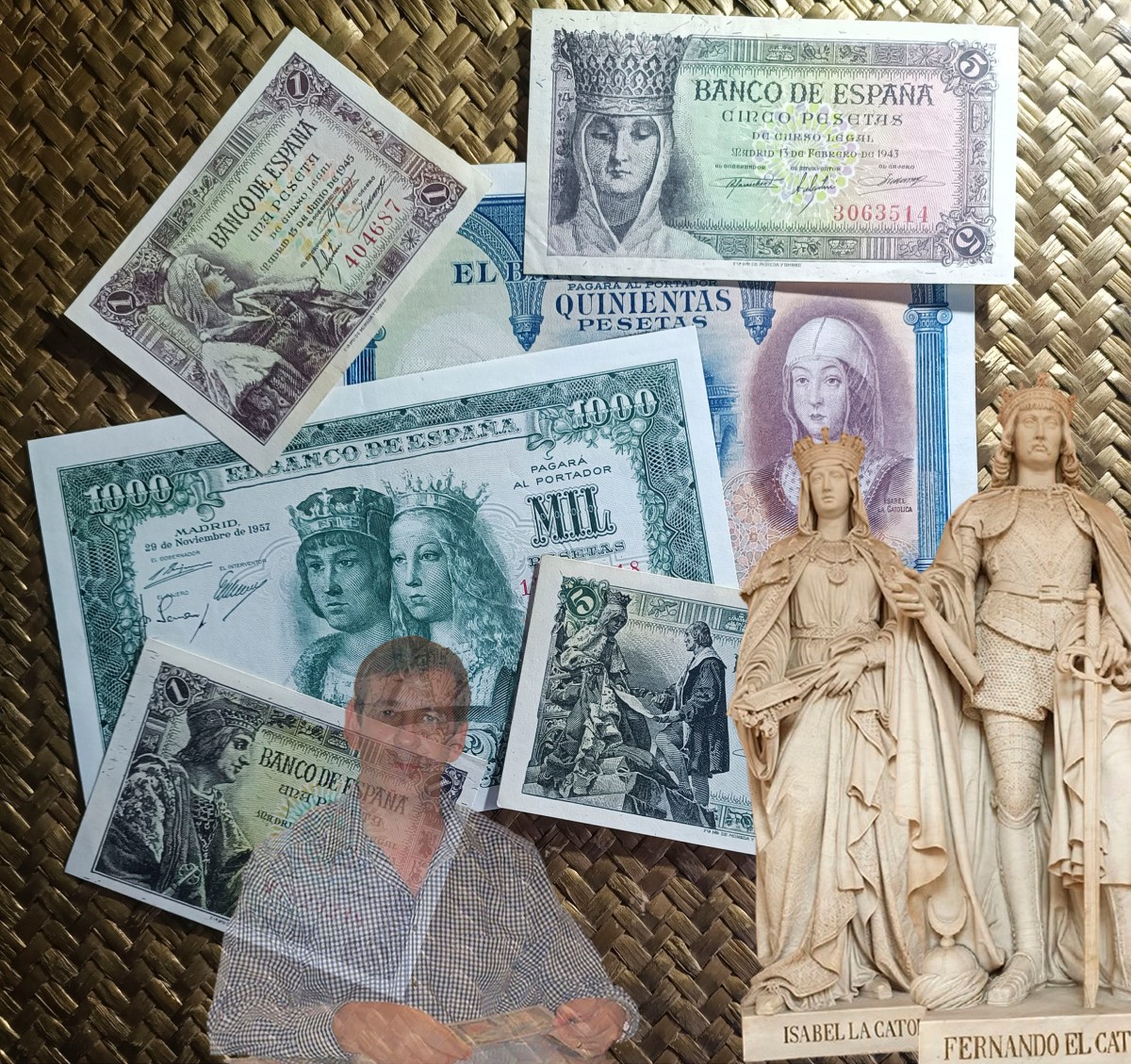 ESPAÑA, los REYES CATÓLICOS en las PESETAS del siglo XX y sus 1.000 pesetas de&nbsp;1957