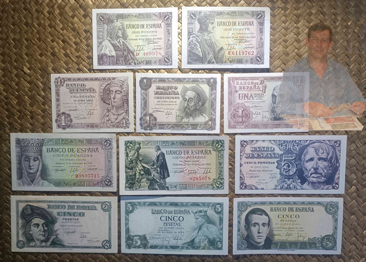 ESPAÑA, las PESETAS divisionarias de la FNMT, años ’40-’50 s.&nbsp;XX