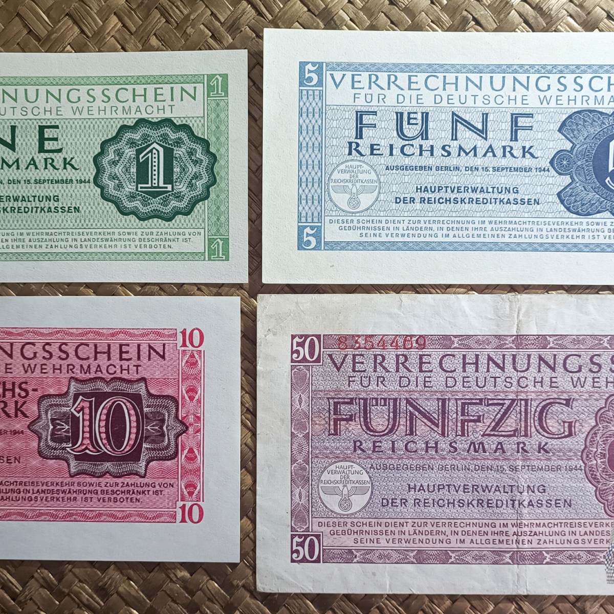 ALEMANIA, los REICHSMARK de la WEHRMACHT de&nbsp;1944